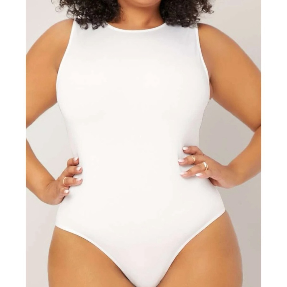 White high neck basic tank top bodysuit